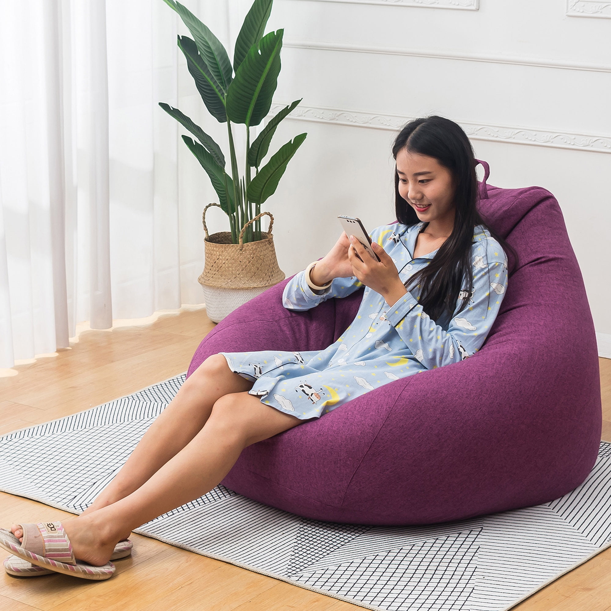 TeeBetter Bean Bag Chair Soft Memory Foam Furniture Bean Bag with Linen Cover